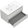 Mexen Rivel meuble de salle de bain 80 cm avec lavabo Otis, 2 tiroirs, rainuré, gris mat/blanc mat - 91A20-08047-2-BFF62-W18M01