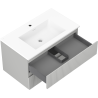 Mexen Rivel meuble de salle de bain 80 cm avec lavabo Otis, 2 tiroirs, rainuré, gris mat/blanc mat - 91A20-08047-2-BFF62-W18M01