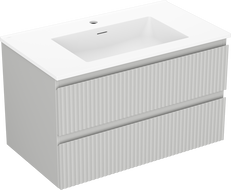 Mexen Rivel meuble de salle de bain 80 cm avec lavabo Otis, 2 tiroirs, rainuré, gris mat/blanc mat - 91A20-08047-2-BFF62-W18M01