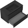 Mexen Rivel meuble de salle de bains 80 cm avec lavabo Otis, 2 tiroirs, rainuré, noir mat - 91A20-08047-2-BFF71-W18M71