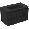 Mexen Rivel meuble de salle de bains 80 cm avec lavabo Otis, 2 tiroirs, rainuré, noir mat - 91A20-08047-2-BFF71-W18M71