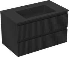 Mexen Rivel meuble de salle de bains 80 cm avec lavabo Otis, 2 tiroirs, rainuré, noir mat - 91A20-08047-2-BFF71-W18M71