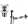 Mexen demi-siphone rond pour lavabo avec bouchon clic-clac, avec trop-plein, Chrome - 7992050-00