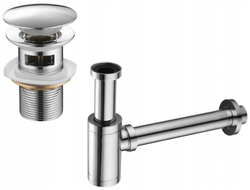 Mexen demi-siphone rond pour lavabo avec bouchon clic-clac, avec trop-plein, Chrome - 7992050-00