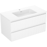 Mexen Rivel meuble de salle de bain 90 cm avec lavabo Otis, 2 tiroirs, rainuré, blanc mat - 91A20-09047-2-BFF01-W18M01
