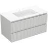Mexen Rivel meuble de salle de bain 90 cm avec lavabo Otis, 2 tiroirs, rainuré, gris mat/blanc mat - 91A20-09047-2-BFF62-W18M01