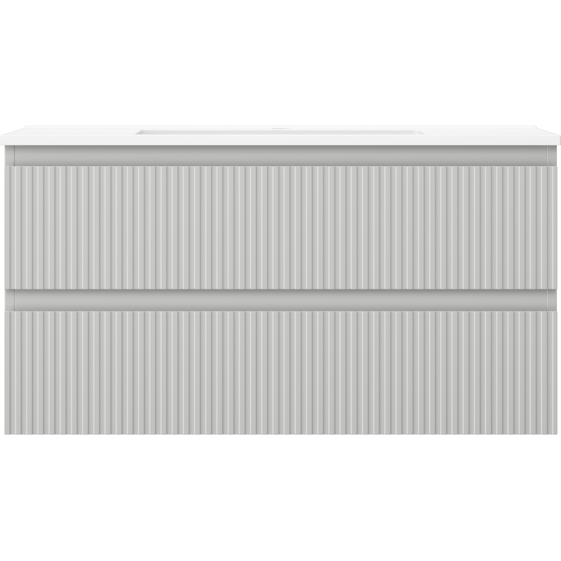 Mexen Rivel meuble de salle de bain 90 cm avec lavabo Otis, 2 tiroirs, rainuré, gris mat/blanc mat - 91A20-09047-2-BFF62-W18M01
