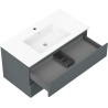 Mexen Rivel meuble de salle de bain 90 cm avec lavabo Otis, 2 tiroirs, rainuré, graphite mat/blanc mat -