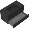 Mexen Rivel meuble de salle de bains 90 cm avec lavabo Otis, 2 tiroirs, rainuré, noir mat - 91A20-09047-2-BFF71-W18M71