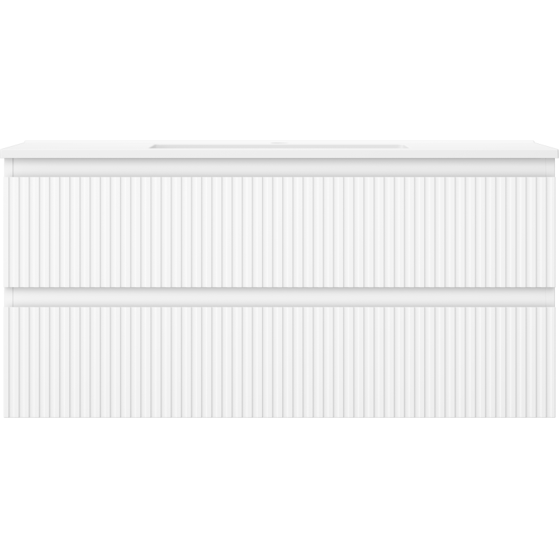 Mexen Rivel armoire de salle de bain 100 cm avec lavabo Otis, 2 tiroirs, rainurée, blanc mat - 91A20-10047-2-BFF01-W18M01