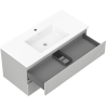 Mexen Rivel meuble de salle de bain 100 cm avec lavabo Otis, 2 tiroirs, rainuré, gris mat/blanc mat
