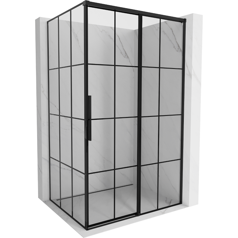 Mexen Rox cabine de douche coulissante droite 140 x 120 cm, grille noire, noir - 8C2-140-120-70-77-P