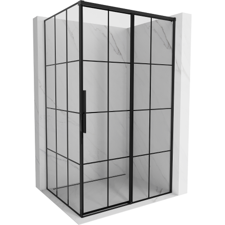 Mexen Rox cabine de douche coulissante droite 140 x 120 cm, grille noire, noir - 8C2-140-120-70-77-P