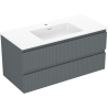 Mexen Rivel armoire de salle de bain 100 cm avec lavabo Otis, 2 tiroirs, cannelée, graphite mat/blanc mat -