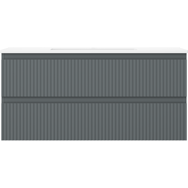 Mexen Rivel armoire de salle de bain 100 cm avec lavabo Otis, 2 tiroirs, cannelée, graphite mat/blanc mat -