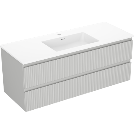 Mexen Rivel meuble de salle de bain 120 cm avec lavabo Otis, 2 tiroirs, rainuré, gris mat/blanc mat - 91A20-12047-2-BFF62-W18M0