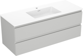 Mexen Rivel meuble de salle de bain 120 cm avec lavabo Otis, 2 tiroirs, rainuré, gris mat/blanc mat - 91A20-12047-2-BFF62-W18M0