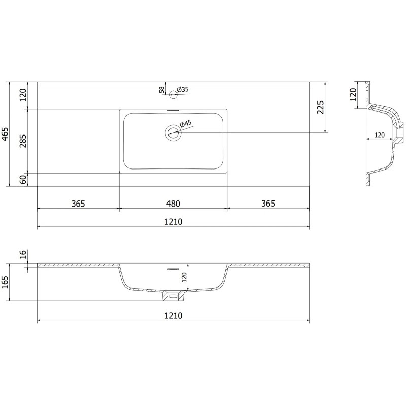 Mexen Rivel meuble de salle de bain 120 cm avec lavabo Otis, 2 tiroirs, rainuré, gris mat/blanc mat - 91A20-12047-2-BFF62-W18M0