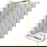 Mexen Apia cabine de douche coulissante 140 x 100 cm, transparent, dorée + receveur Flat, blanc- 840-140-100-50-00-4010G