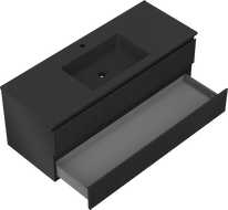Mexen Rivel meuble de salle de bain 120 cm avec lavabo Otis, 2 tiroirs, rainuré, noir mat - 91A20-12047-2-BFF71-W18M71