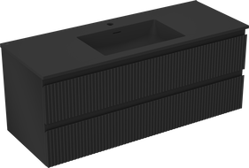 Mexen Rivel armoire de salle de bain 120 cm avec lavabo Otis, 2 tiroirs, rainurée, noir mat - 91A20-12047-2-BFF71-W18M71
