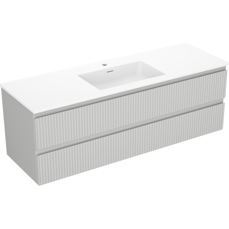 Mexen Rivel armoire de salle de bains 140 cm avec lavabo Otis, 2 tiroirs, rainurée, gris mat/blanc mat -