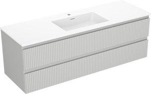 Mexen Rivel armoire de salle de bains 140 cm avec lavabo Otis, 2 tiroirs, rainurée, gris mat/blanc mat -