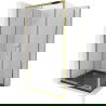 Mexen Apia cabine de douche coulissante 90 x 90 cm, transparent, or + receveur plat, noir - 840-090-090-50-00-4070G