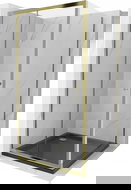 Mexen Apia cabine de douche coulissante 90 x 90 cm, transparent, or + receveur plat, noir - 840-090-090-50-00-4070G