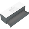 Mexen Rivel meuble de salle de bain 140 cm avec lavabo Otis, 2 tiroirs, rainuré, graphite mat/blanc mat -