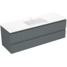 Mexen Rivel meuble de salle de bain 140 cm avec lavabo Otis, 2 tiroirs, rainuré, graphite mat/blanc mat -