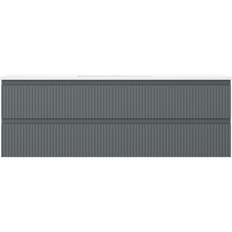 Mexen Rivel meuble de salle de bain 140 cm avec lavabo Otis, 2 tiroirs, rainuré, graphite mat/blanc mat -