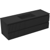 Mexen Rivel meuble de salle de bain 140 cm avec lavabo Otis, 2 tiroirs, rainuré, noir mat - 91A20-14047-2-BFF71-W18M71