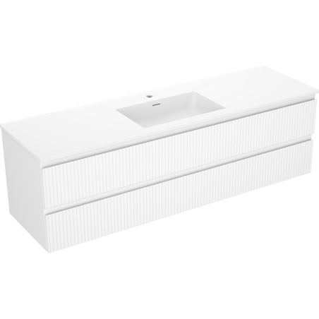 Mexen Rivel meuble de salle de bain 160 cm avec lavabo Otis, 2 tiroirs, rainuré, blanc mat - 91A20-16047-2-BFF01-W18M01