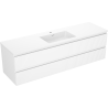 Mexen Rivel meuble de salle de bain 160 cm avec lavabo Otis, 2 tiroirs, rainuré, blanc mat - 91A20-16047-2-BFF01-W18M01