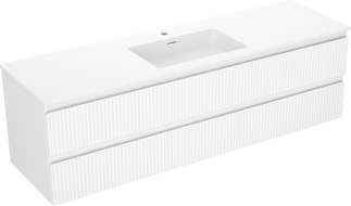 Mexen Rivel meuble de salle de bain 160 cm avec lavabo Otis, 2 tiroirs, rainuré, blanc mat - 91A20-16047-2-BFF01-W18M01