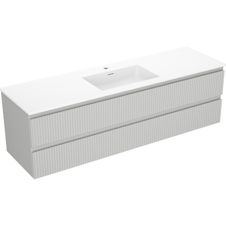 Mexen Rivel armoire de salle de bain 160 cm avec lavabo Otis, 2 tiroirs, rainurée, gris mat/blanc mat -