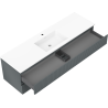 Mexen Rivel meuble de salle de bain 160 cm avec lavabo Otis, 2 tiroirs, rainuré, graphite mat/blanc mat -