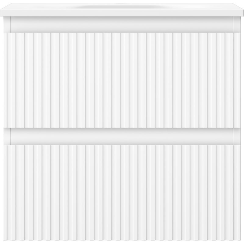 Mexen Rivel armoire de salle de bains 50 cm avec lavabo Vela, 2 tiroirs, rainurée, blanc mat - 91A20-05047-2-BFF01-W23M01