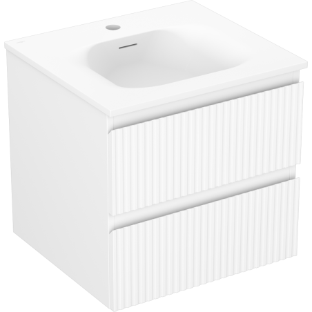 Mexen Rivel meuble de salle de bain 50 cm avec lavabo Vela, 2 tiroirs, cannelé, blanc mat - 91A20-05047-2-BFF01-W23M01