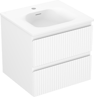 Mexen Rivel meuble de salle de bain 50 cm avec lavabo Vela, 2 tiroirs, cannelé, blanc mat - 91A20-05047-2-BFF01-W23M01