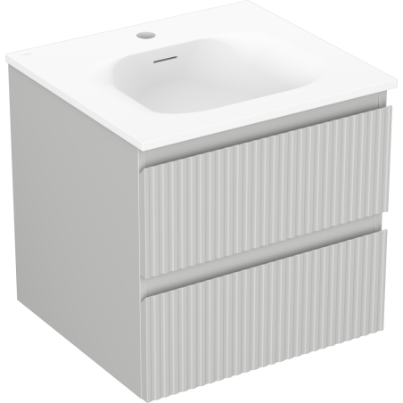 Mexen Rivel armoire de salle de bains 50 cm avec lavabo Vela, 2 tiroirs, rainurée, gris mat/blanc mat