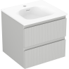 Mexen Rivel armoire de salle de bains 50 cm avec lavabo Vela, 2 tiroirs, rainurée, gris mat/blanc mat