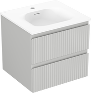 Mexen Rivel armoire de salle de bains 50 cm avec lavabo Vela, 2 tiroirs, rainurée, gris mat/blanc mat