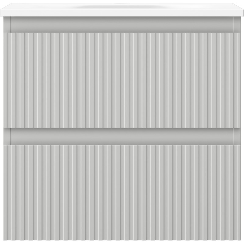 Mexen Rivel armoire de salle de bains 50 cm avec lavabo Vela, 2 tiroirs, rainurée, gris mat/blanc mat