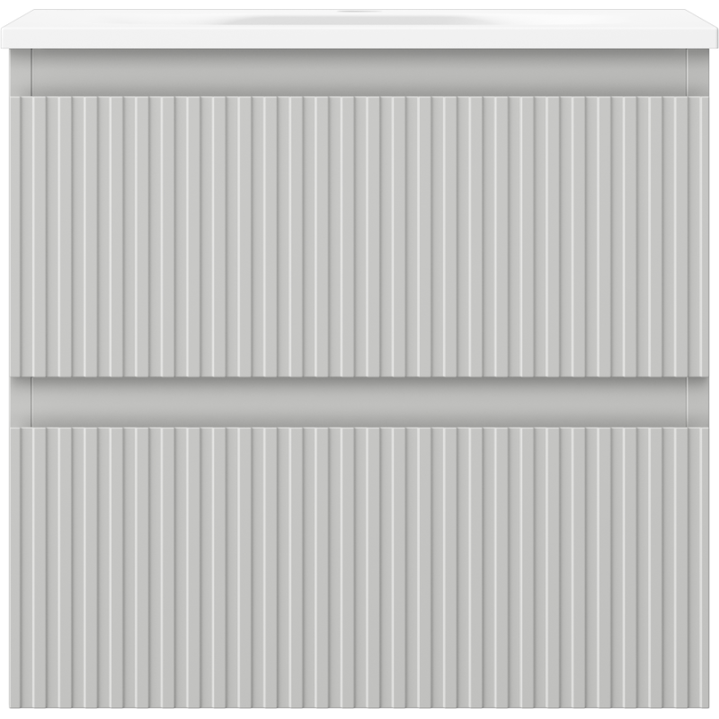 Mexen Rivel meuble de salle de bain 50 cm avec lavabo Vela, 2 tiroirs, rainuré, gris mat/blanc mat - 91A20-05047-2-BFF62-W23M01