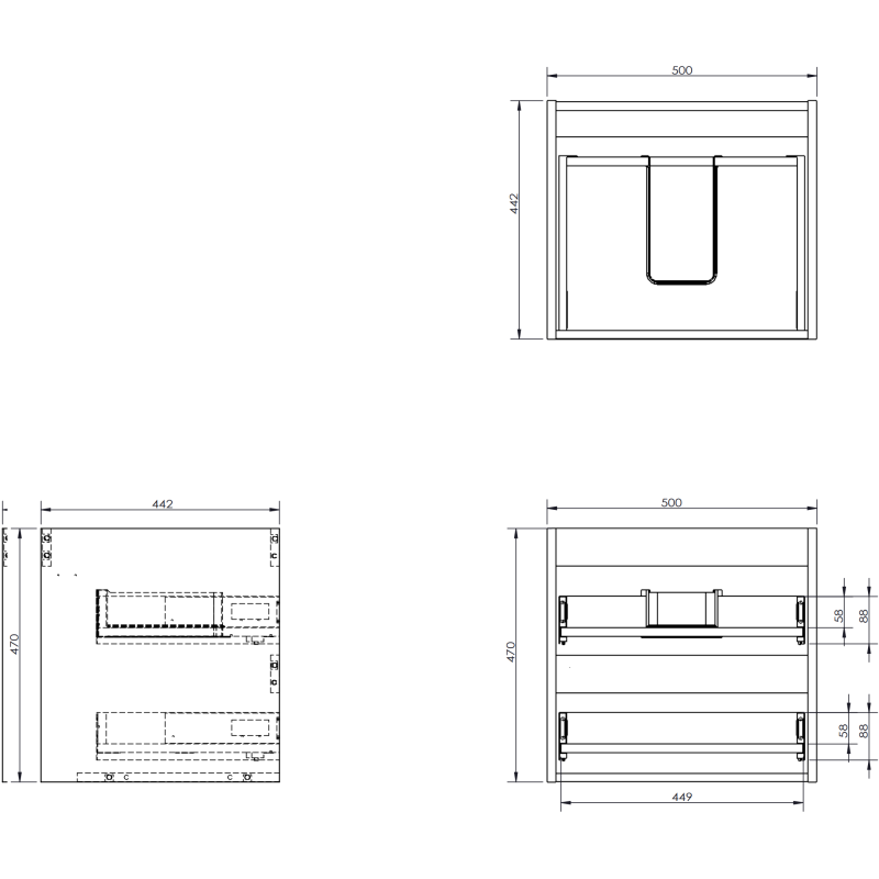 Mexen Rivel meuble de salle de bain 50 cm avec lavabo Vela, 2 tiroirs, rainuré, gris mat/blanc mat - 91A20-05047-2-BFF62-W23M01