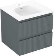 Mexen Rivel meuble de salle de bain 50 cm avec lavabo Vela, 2 tiroirs, rainuré, graphite mat/blanc mat