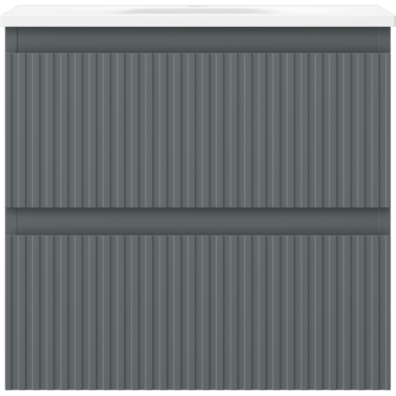 Mexen Rivel meuble de salle de bain 50 cm avec lavabo Vela, 2 tiroirs, rainuré, graphite mat/blanc mat