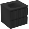 Mexen Rivel meuble de salle de bain 50 cm avec lavabo Vela, 2 tiroirs, rainuré, noir mat - 91A20-05047-2-BFF71-W23M71